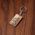 Brown Kerala Handpainted Bamboo Keychain 