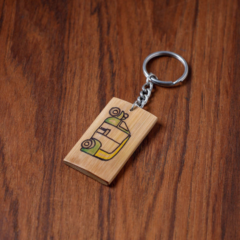 Brown Kerala Handpainted Bamboo Keychain 