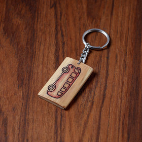 Brown Kerala Handpainted Bamboo Keychain 