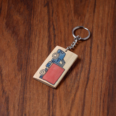 Brown Kerala Handpainted Bamboo Keychain 