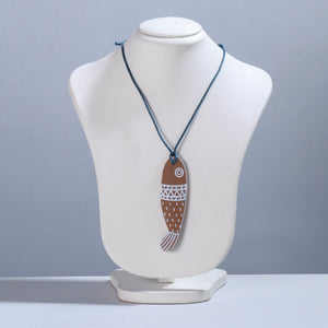 Buy Kerala Hand Painted Bamboo Fish Necklace Online