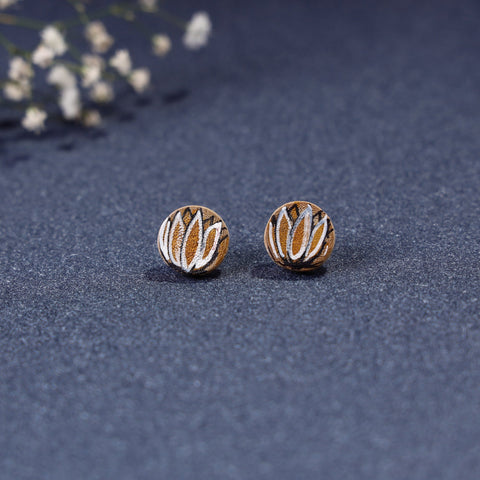  Kerala Mural Handpainted Bamboo Stud Earrings 