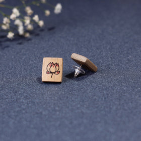  Kerala Mural Handpainted Bamboo Stud Earrings 