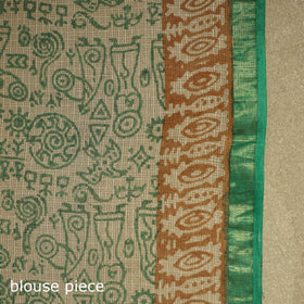 Brown - kota doria cotton bagru saree 18 - handcrafted