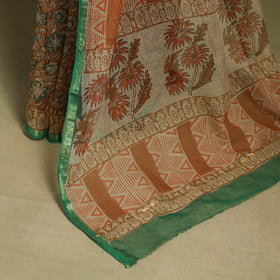 Brown - kota doria cotton bagru saree 18 - handcrafted