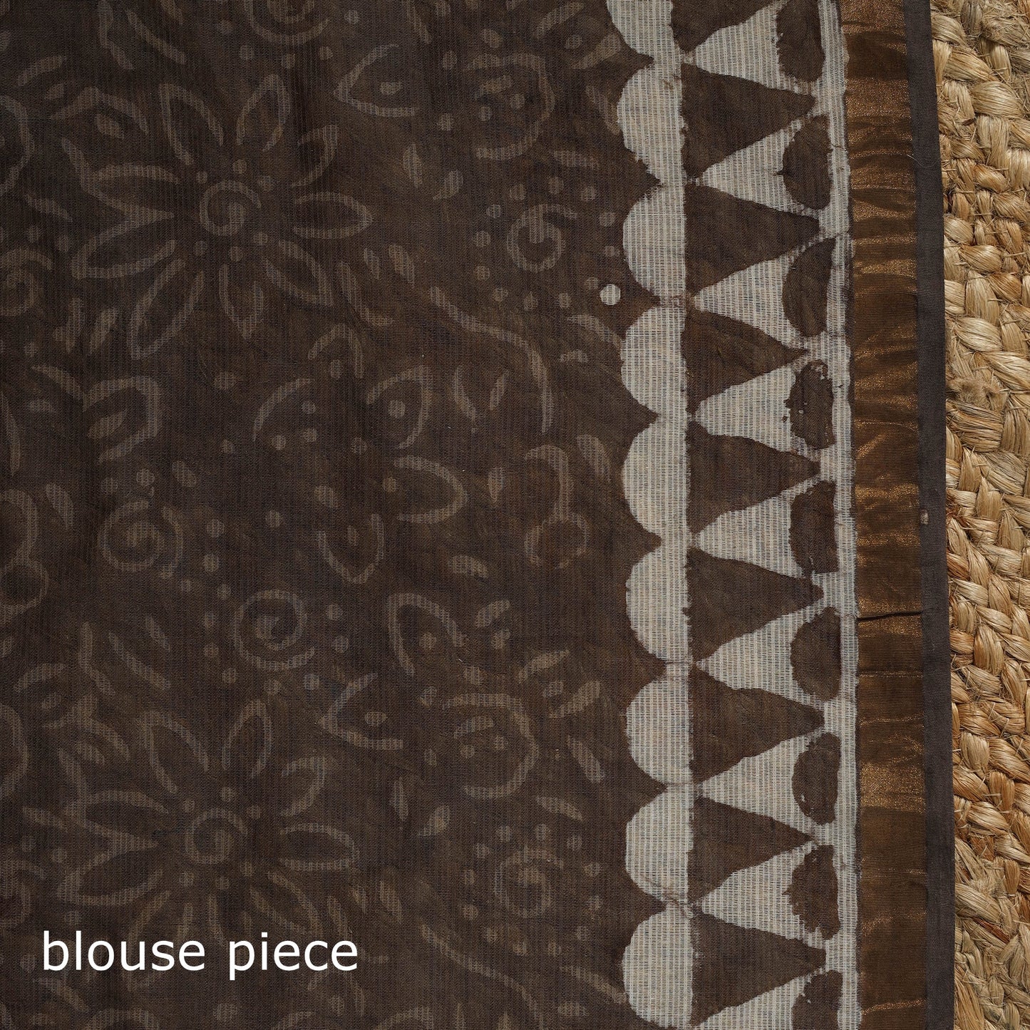 Brown - kota doria cotton bagru saree 25 - handcrafted