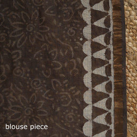 Brown - kota doria cotton bagru saree 25 - handcrafted