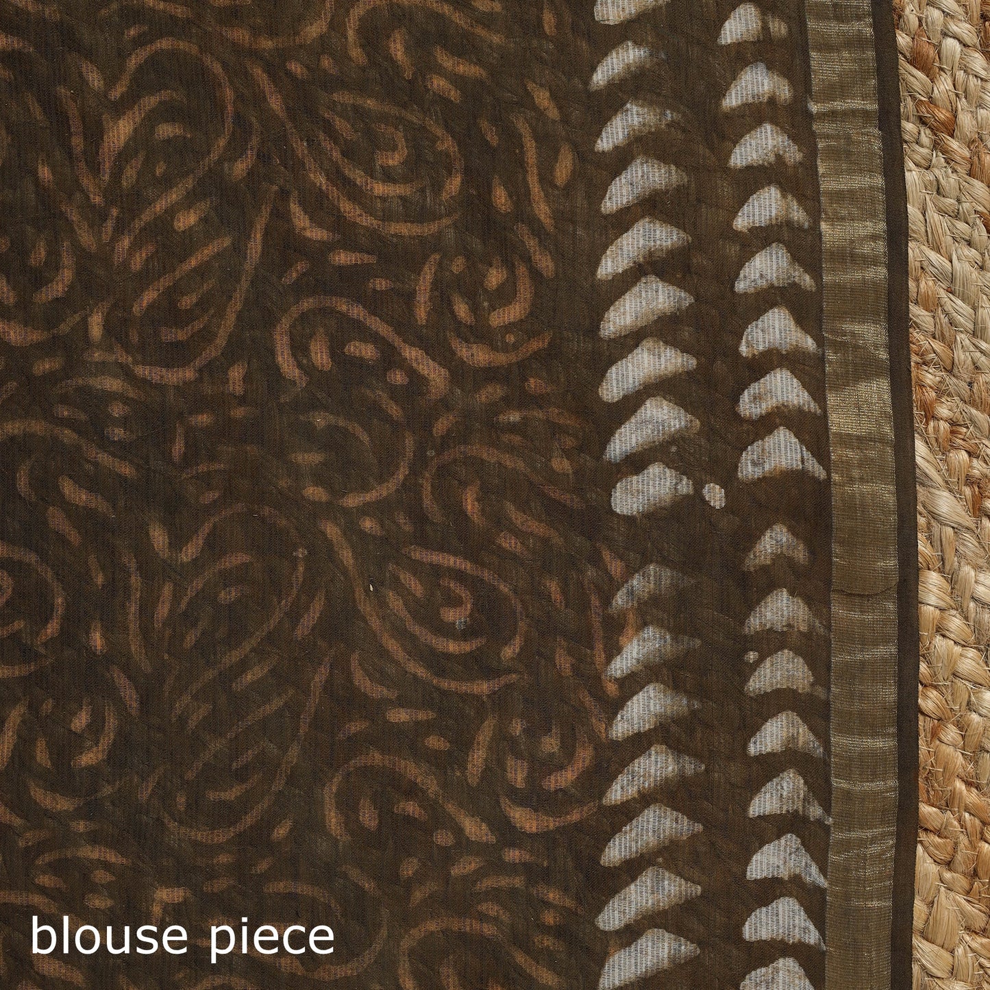 Brown - kota doria cotton bagru saree 26 - handcrafted