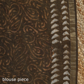 Brown - kota doria cotton bagru saree 26 - handcrafted