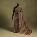 Brown - kota doria cotton bagru saree 29 - handcrafted