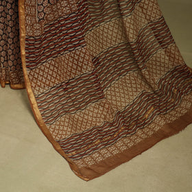 Brown - kota doria cotton bagru saree 29 - handcrafted