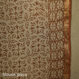 Brown - kota doria cotton bagru saree 29 - handcrafted