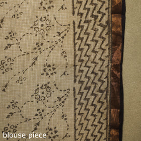 Brown - kota doria cotton bagru saree 31 - handcrafted