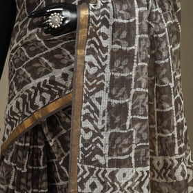 Brown - kota doria cotton bagru saree with zari border 20