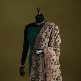 Brown - kota doria cotton hand bagru dupatta 12