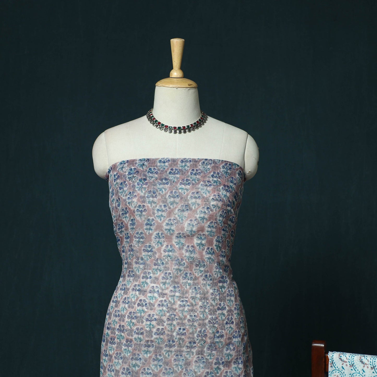 Kota doria cotton hand block sanganeri print 3pc unstitched