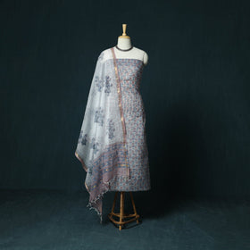 Kota doria cotton hand block sanganeri print 3pc unstitched