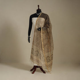 Brown - kota doria cotton natural dyed pedana kalamkari