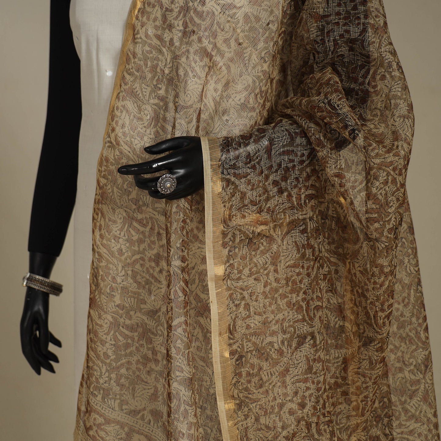 Brown - kota doria cotton natural dyed pedana kalamkari