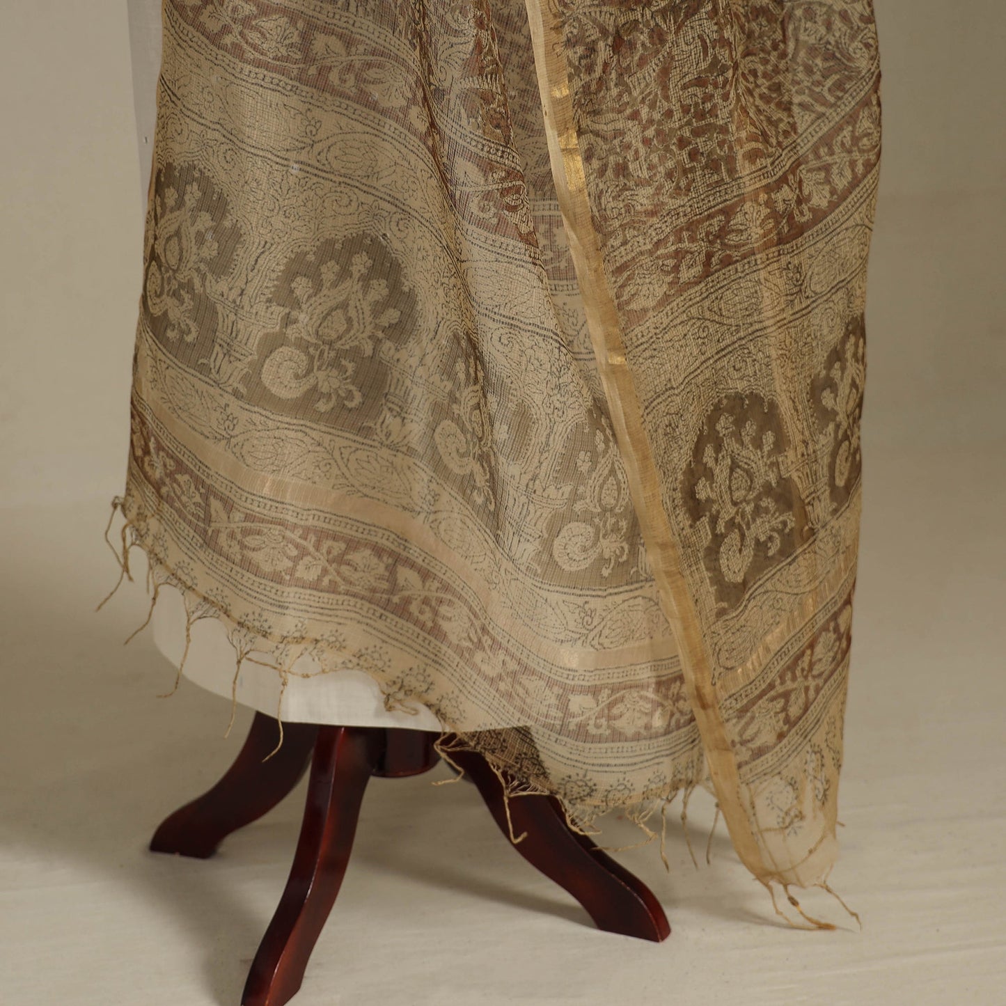 Brown - kota doria cotton natural dyed pedana kalamkari