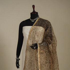 Brown - kota doria cotton natural dyed pedana kalamkari