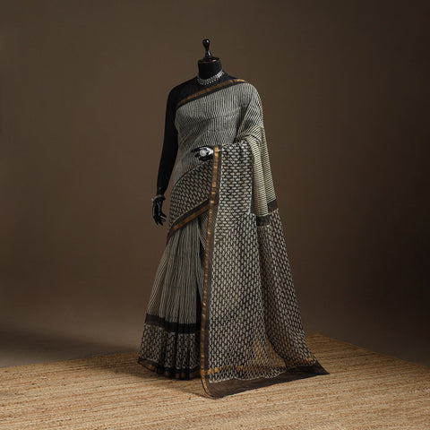 Brown - kota doria cotton sanganeri saree 06 - handcrafted