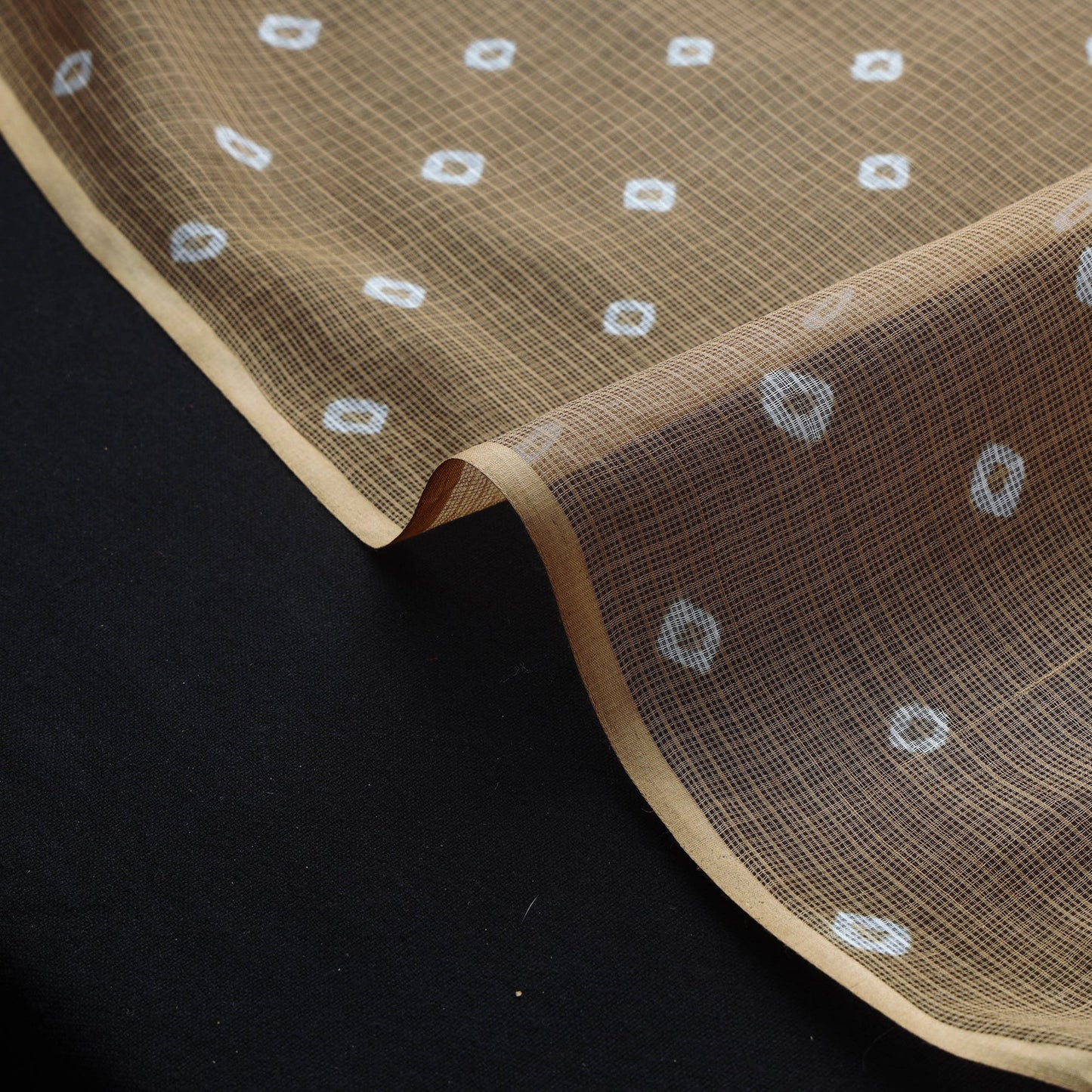 Brown - Kota Doria Cotton Tie-Dye Bandhani Fabric 25