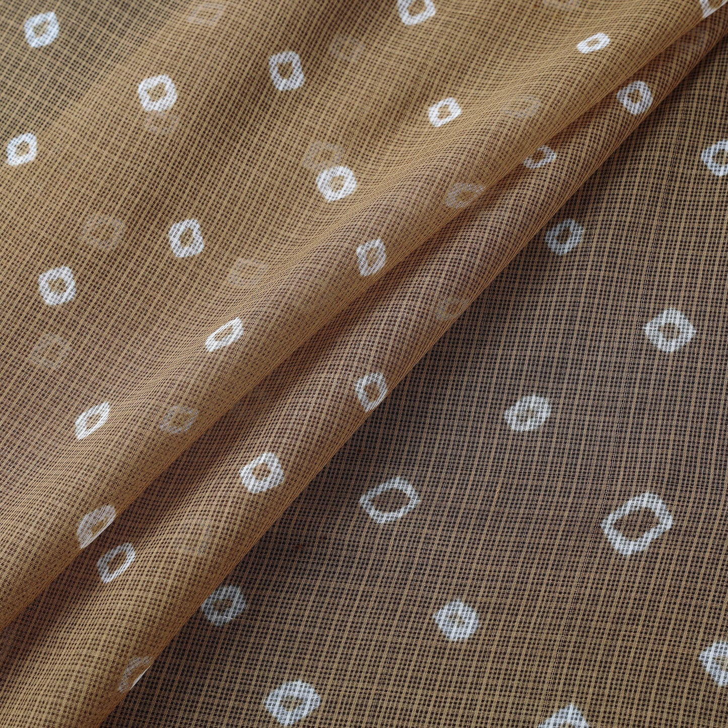 Brown - Kota Doria Cotton Tie-Dye Bandhani Fabric 25
