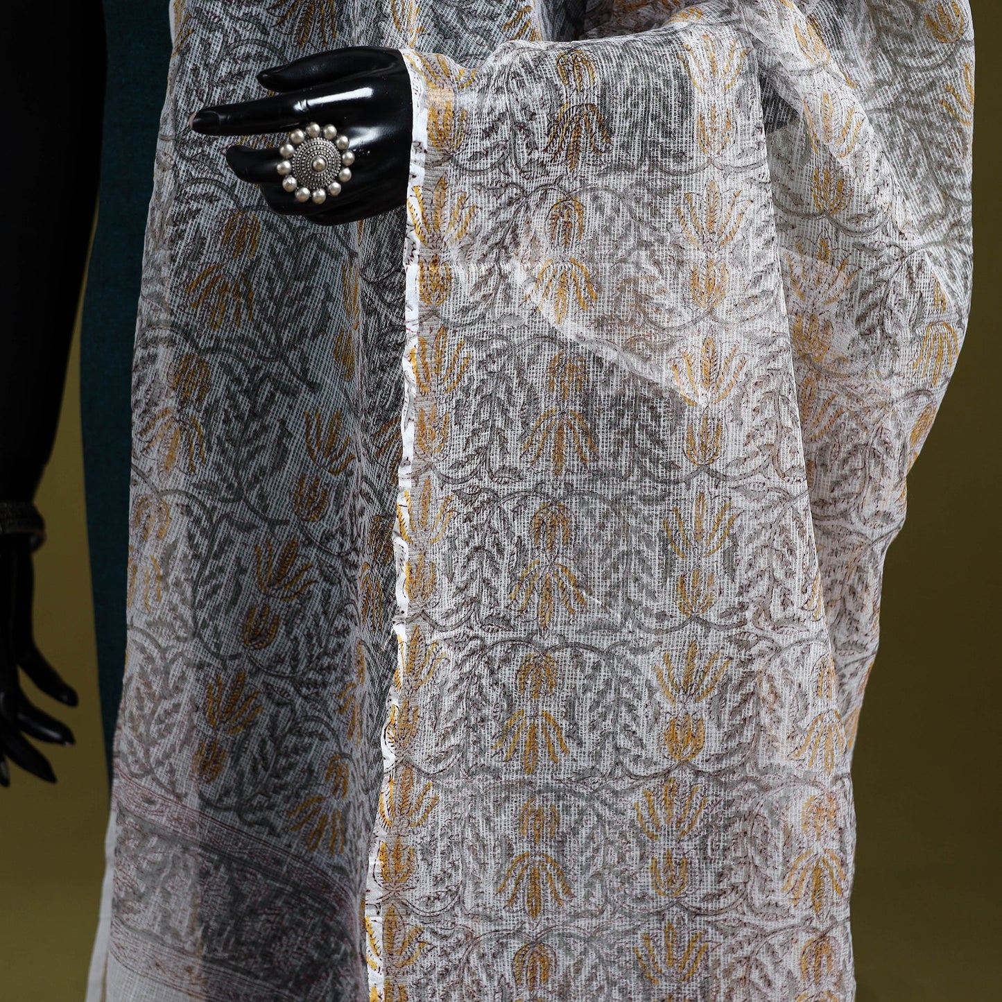 Kota doria silk cotton sanganeri floral dupatta 53