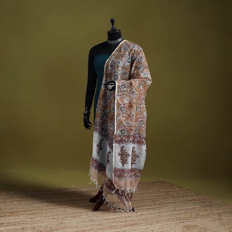 Kota doria silk cotton sanganeri floral dupatta 55