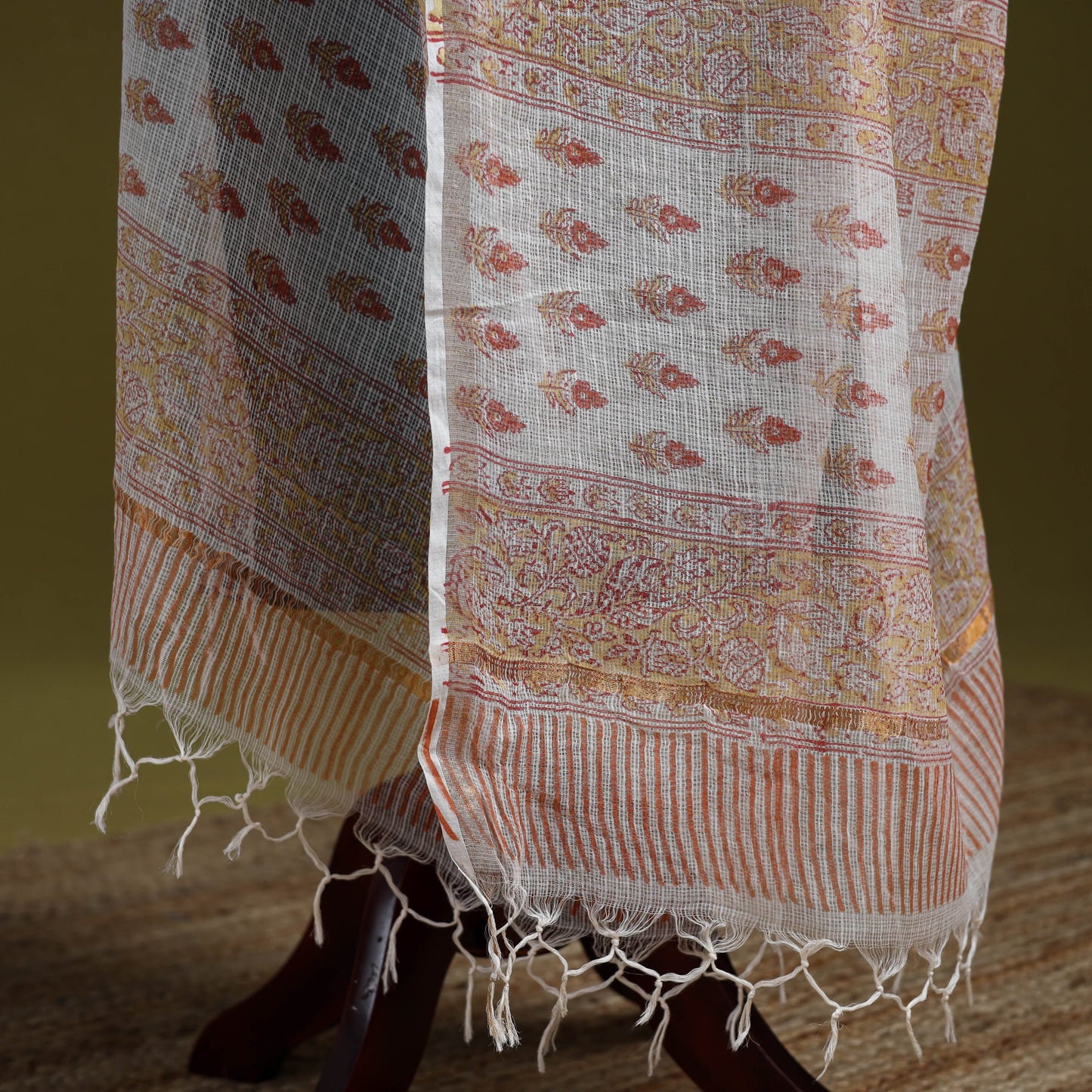 Kota doria silk cotton sanganeri floral dupatta 56