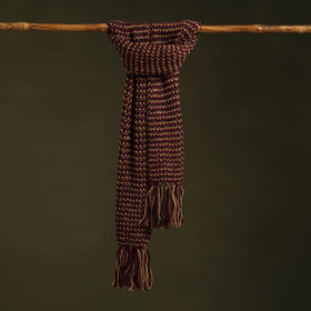 Brown - kumaun hand knitted woollen muffler 19 - handcrafted