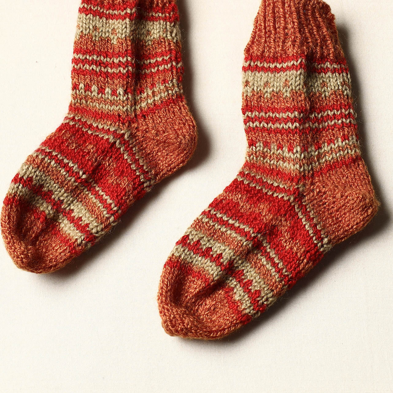 Brown Kumaun Hand Knitted Woolen Socks - Kids