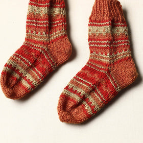  Brown Kumaun Hand Knitted Woolen Socks - Kids