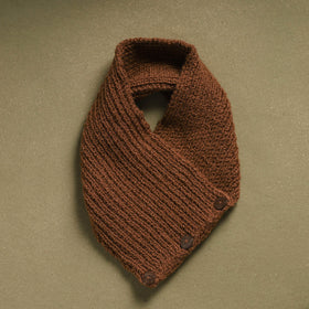 Brown - kumaun hand knitted woollen button cowl 23