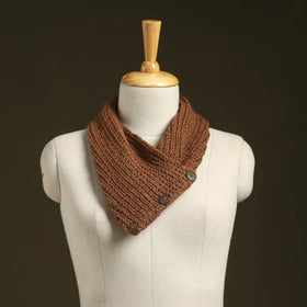 Brown - kumaun hand knitted woollen button cowl 23