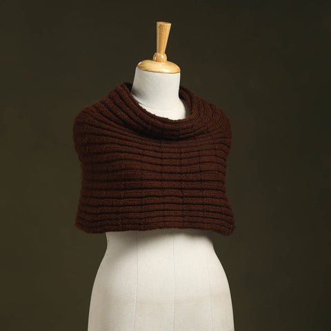 Brown - kumaun hand knitted woollen cowl 45 - handcrafted