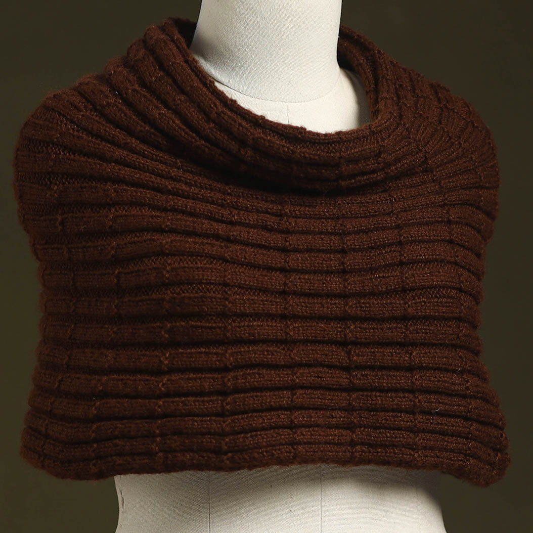 Brown - kumaun hand knitted woollen cowl 45 - handcrafted