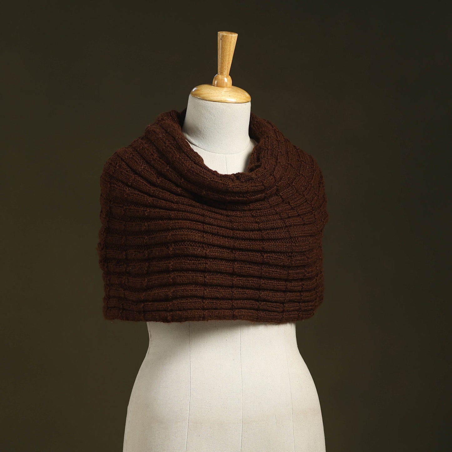 Brown - kumaun hand knitted woollen cowl 48 - handcrafted