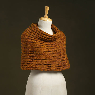 Brown - kumaun hand knitted woollen cowl 49 - handcrafted