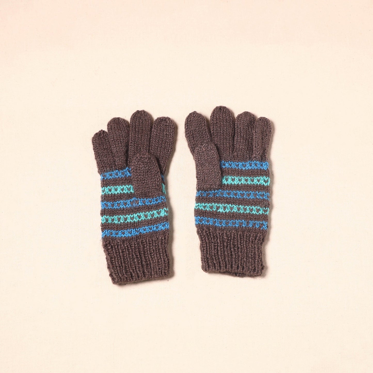 Brown Kumaun Hand Knitted Woollen Hand Gloves (Adult)