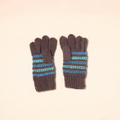Brown Kumaun Hand Knitted Woollen Hand Gloves (Adult)