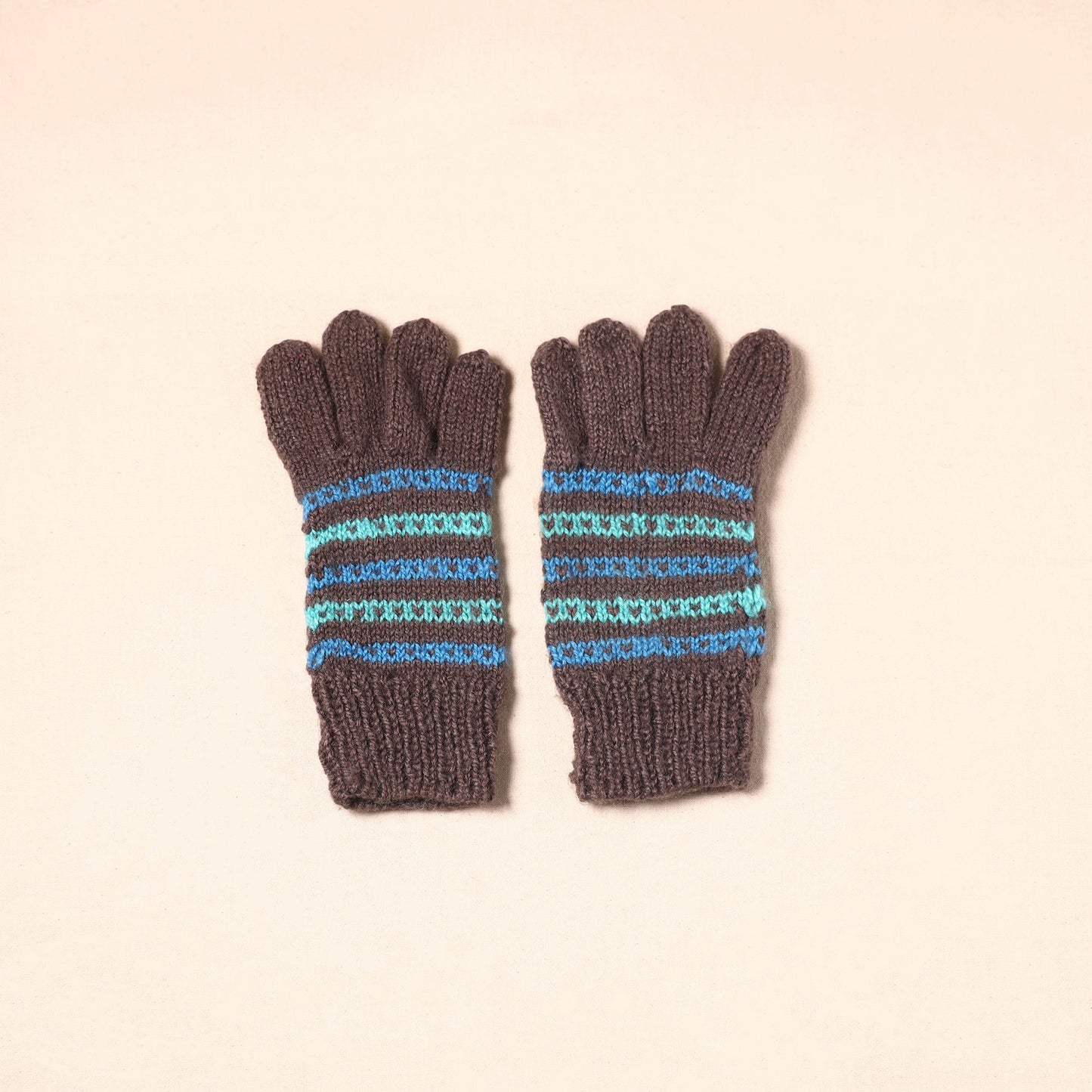 Brown Kumaun Hand Knitted Woollen Hand Gloves (Adult)