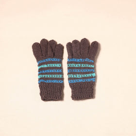 Brown Kumaun Hand Knitted Woollen Hand Gloves (Adult)