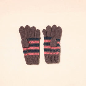 Brown Kumaun Hand Knitted Woollen Hand Gloves (Adult)