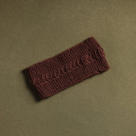 Brown - kumaun hand knitted woollen warm headband 12