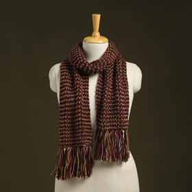 Brown - kumaun hand knitted woollen muffler 19 - handcrafted