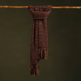 Brown - kumaun hand knitted woollen muffler 19 - handcrafted