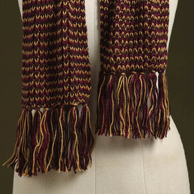 Brown - kumaun hand knitted woollen muffler 19 - handcrafted