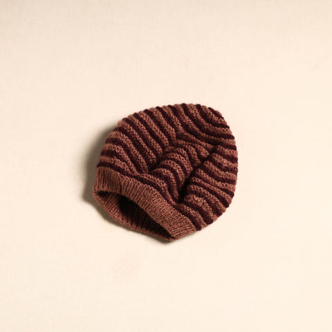 Brown - kumaun hand knitted woollen beret cap 33